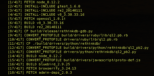 rosskukulinski's tweet image. My Macbook Air is too weak to build @rethinkdb, but interesting to see they’re using #nodejs 0.12, not #iojs.