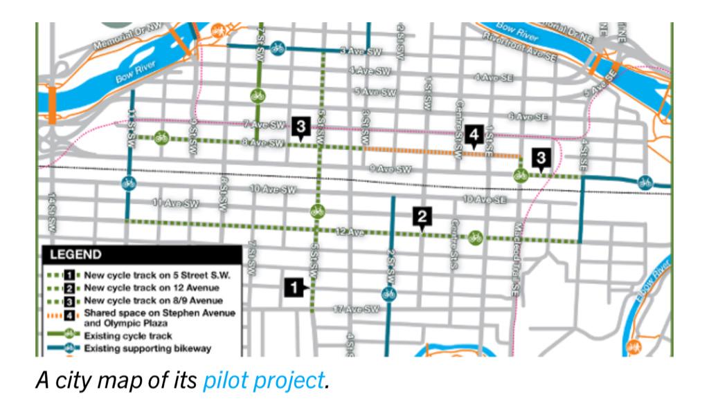  #Calgary flies onto the urban biking map by rolling out protected network pilot all at once!  http://www.peopleforbikes.org/blog/entry/calgary-rolls-out-a-downtown-protected-bike-lane-network-all-at-once