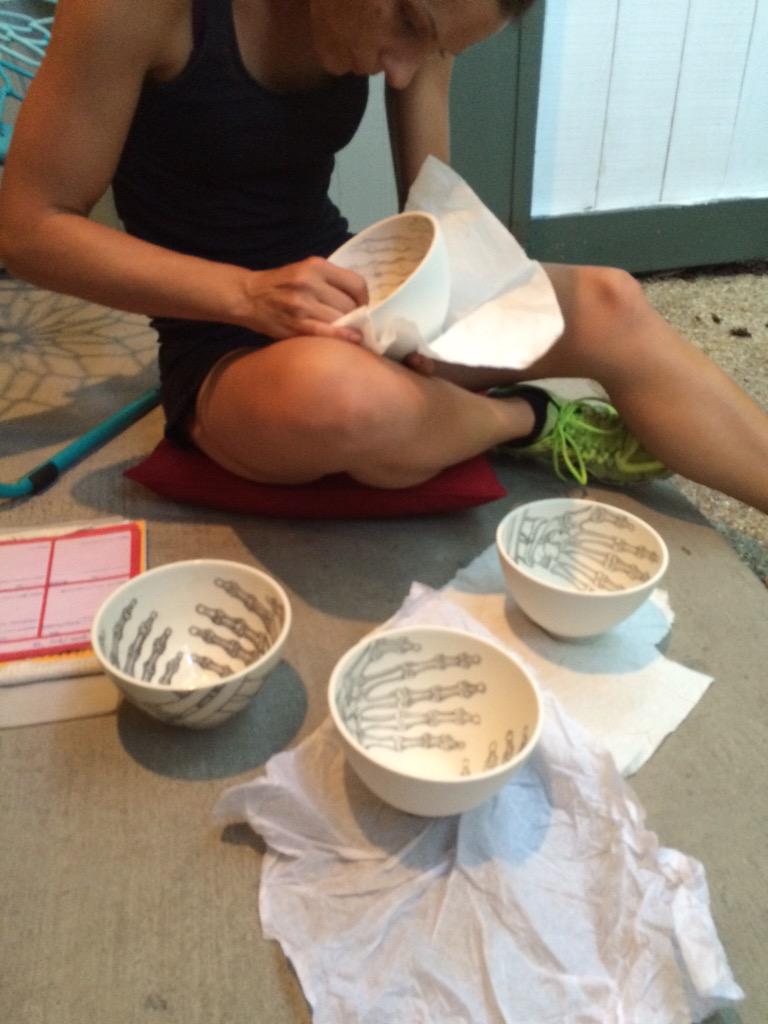 NZFStudio's tweet image. "Skeletal Hands Bowl" in effect! Four in total...So far;). Ea1 hand drawn, numbered, &amp;amp; signed. IM me if interested!