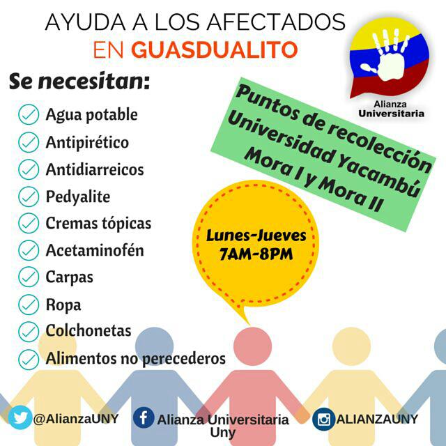 fcuuny's tweet photo. #GenteUny seamos solidarios con nuestros hermanos de Guasdualito. Dona algo de la lista: http://t.co/ZCUzKoHkMP