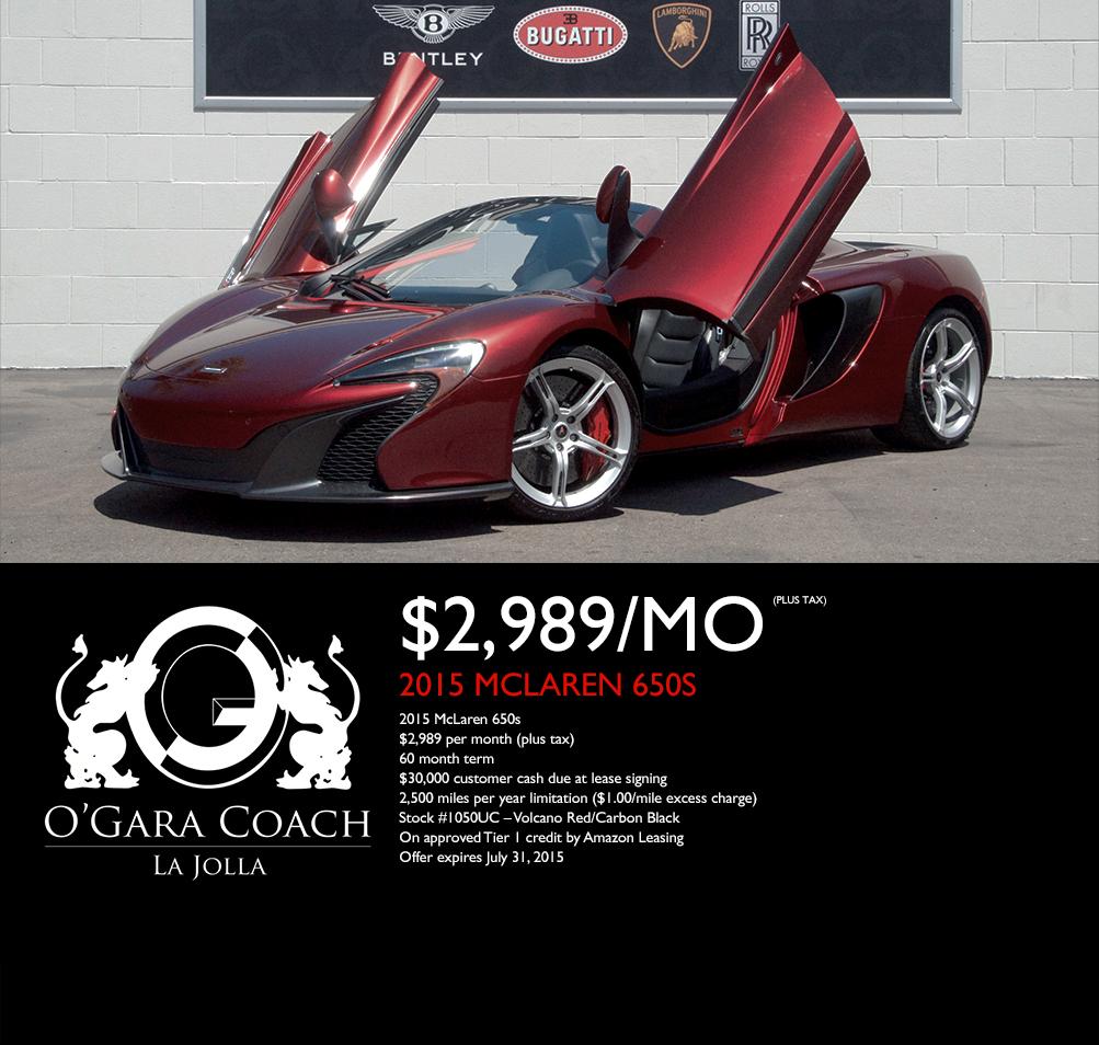 McLaren special! Call today at (888) 904-6205 - or see OgaraCoachLaJolla.com for more information!