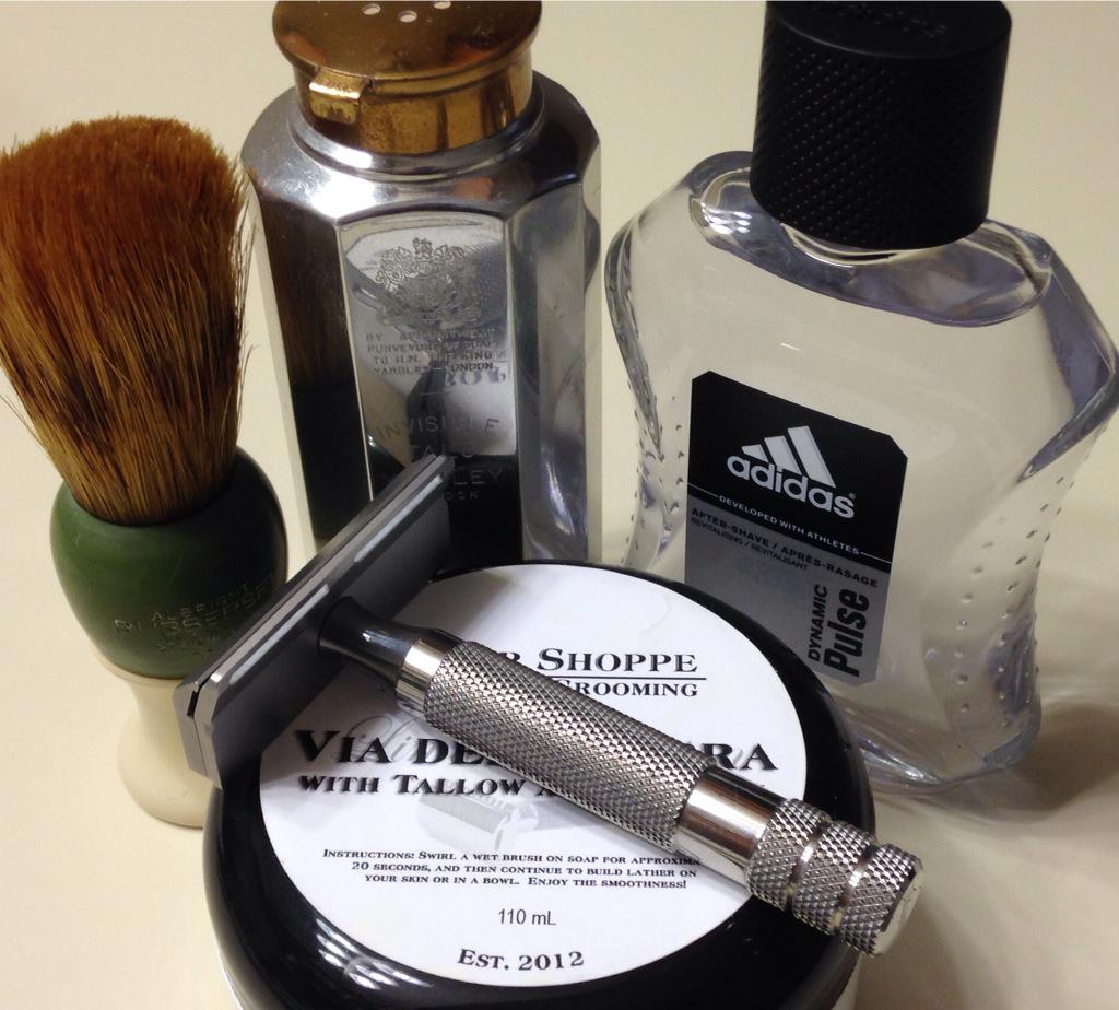 #SOTD- Mongoose/Feather Pro, Rubberset 1000, Via Dell'Ambra <a href="/StropShoppe/">The Strop Shoppe</a>, Adidas, Yardley Talc