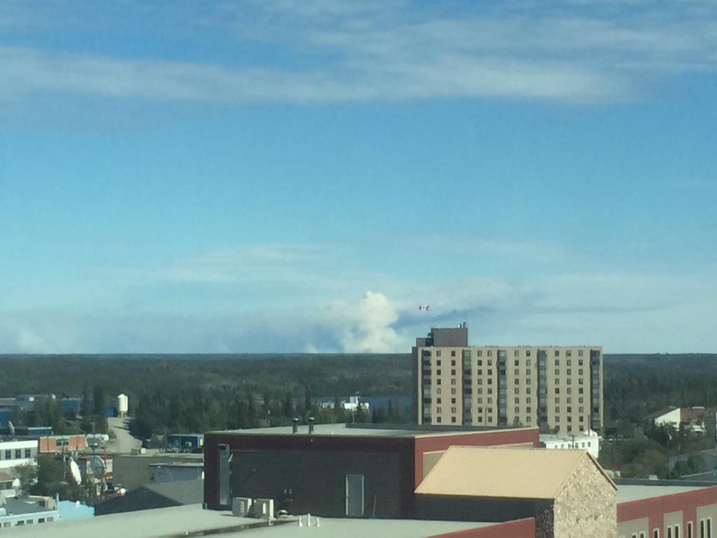 Smoke from Hearne Lake fire visible from YK. Is 50km away and 40km2 in size #nwtfire #cbcnorth
