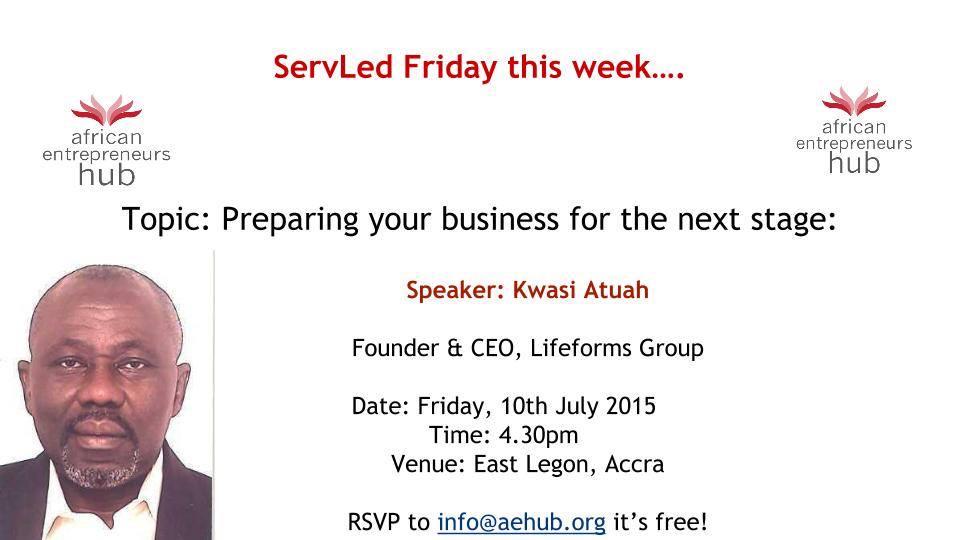 AE_hub's tweet photo. This week at #servledFriday, the Founder &amp; CEO of Lifeforms Group, Kwasi Atuah is our accomplished entrepreneur... http://t.co/9OL3ECVmie