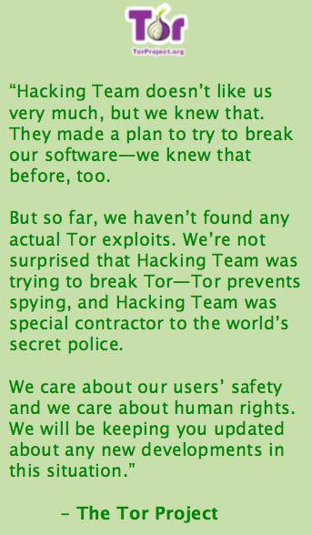 BlackDuck_SW's tweet photo. #HackingTeam #Tor #thetorproject http://t.co/rMX1FiT5ec