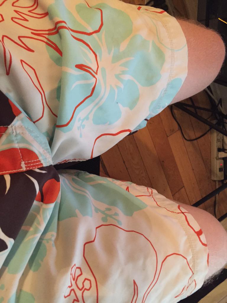 Yes I am wearing my swim trunks. No I'm not at the beach. Yes it's laundry day.