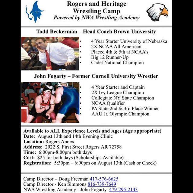 KirkseyCougars's tweet image. Wrestling Camp flyer.