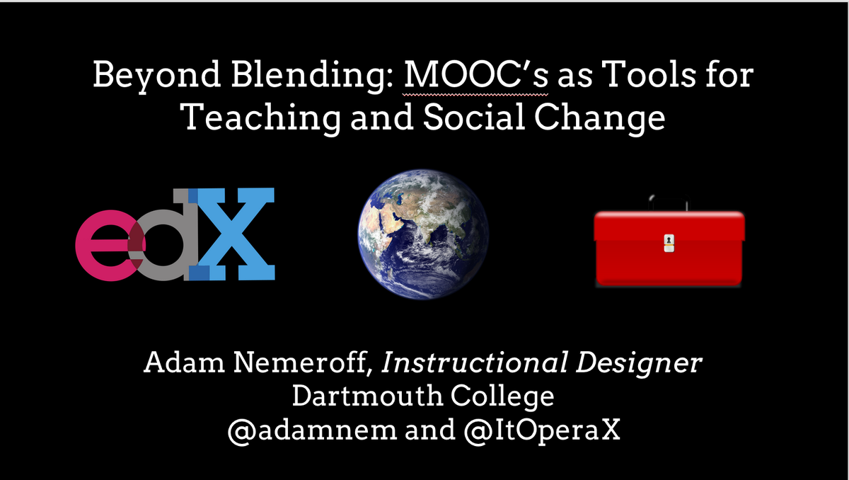 ItOperaX's tweet photo. Morning #blend15! Join us for #BeyondBlend - a conversation about MOOCs tomorrow at 10:10am! http://t.co/nga0bRTaoz http://t.co/4nD9t4Yf8o