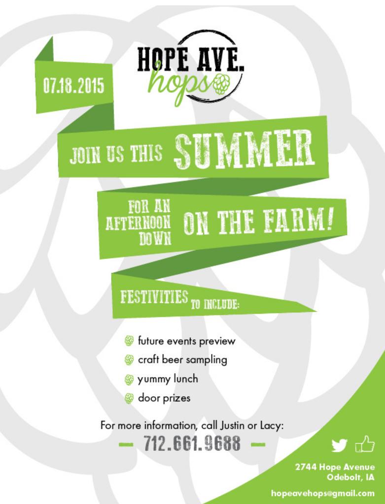Mark your calendars! Open house on July 18th! Your chance to come check out our binyard! #hops #iowahops #drinklocal