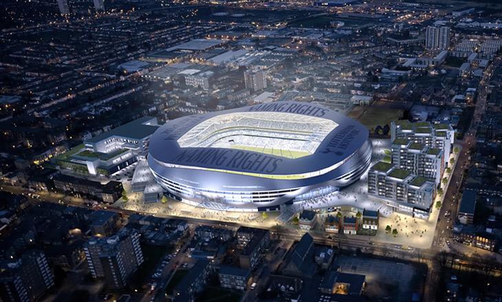 An artist's rendition of the proposed new stadium of Tottenham Hotspurs 