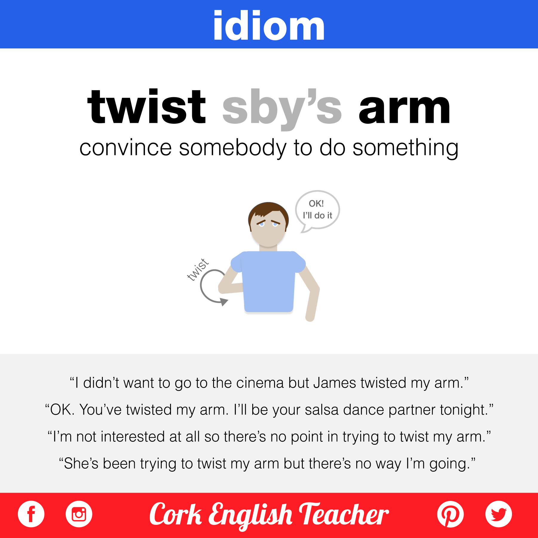 Английский one s. Идиома Twist Arm. Cork English teacher. English idioms. Cork English teacher weather.