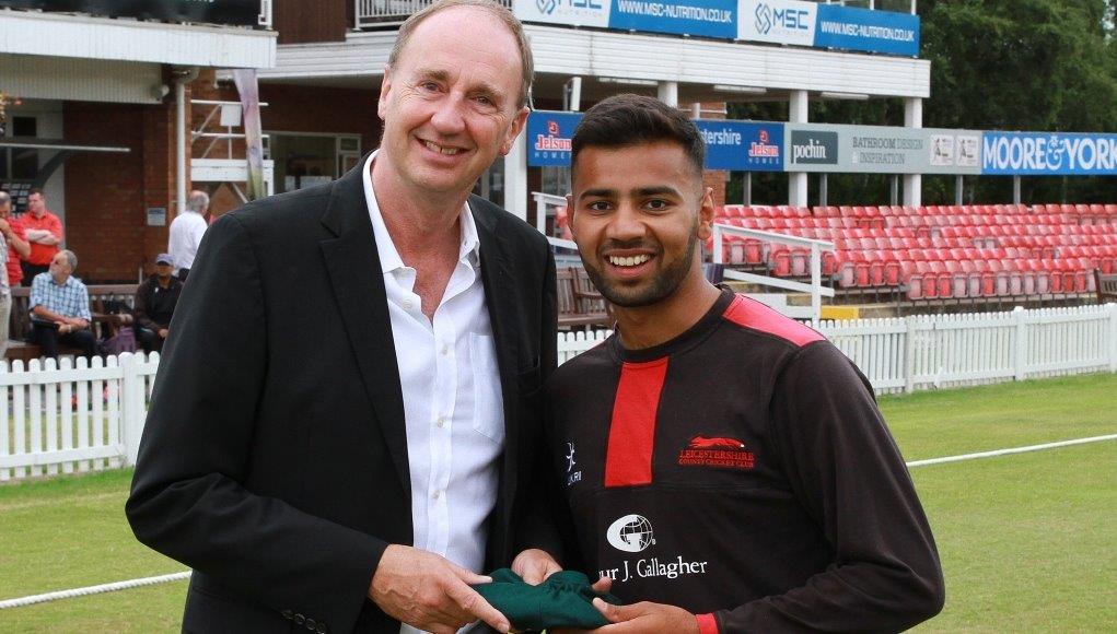 Lancaster_PE's tweet photo. Former Lancaster pupil Adil Ali receiving his first cap for @leicsccc 1st team vs. Kent this week! Great achievement! http://t.co/XBdEjwDpNT