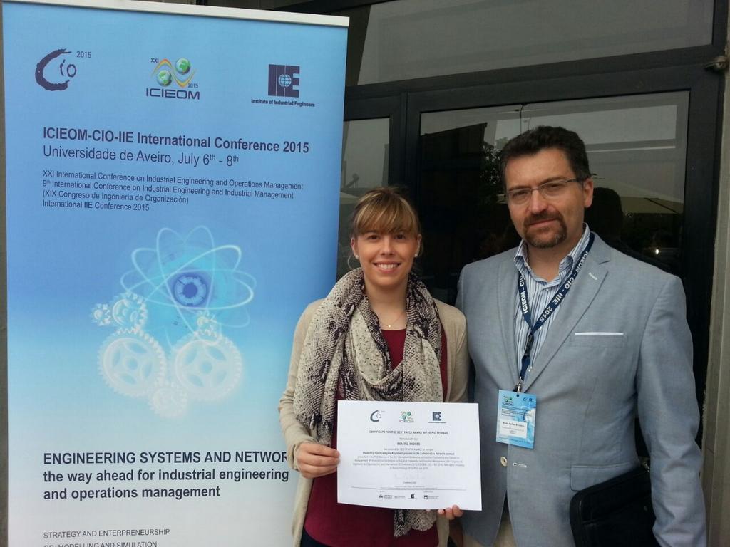 llcuenca's tweet photo. Congratulations @Bea_Triu PhD Best Papaer Award #CIGIP #ICIEOM2015 http://t.co/SXkRnB3184