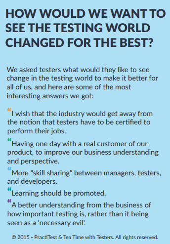 rocketkeis's tweet image. &quot;How would we want to see the testing world changed for the best&quot; - from State of Testing 2015 results #swtesting