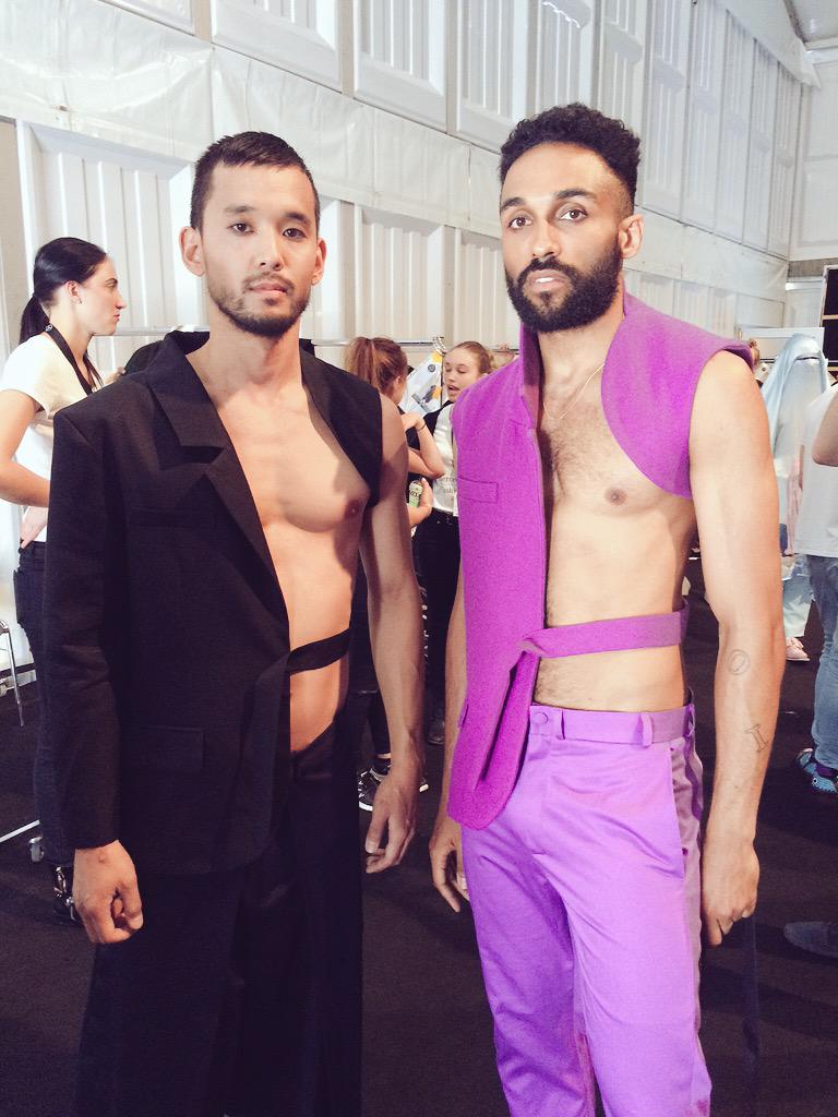 MBFWB's tweet image. Chillin' backstage with the #Sadak boys. Watch #MBFWBLive, next show starting now: mbfashionweek.com/live