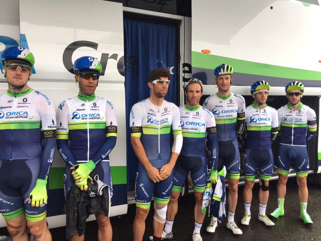 #TDF2015: We are proud to honour the WWI ANZACs with commemorative armbands on today's stage. Lest we forget.