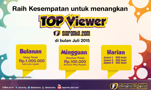 siaranku's tweet photo. Hallo SobSi ada kabar gembira lg nih di bln Juli, yuk raih kesempatan mnjadi TOPViewer dan menangkan hadiah nya! http://t.co/6317MKnmKw