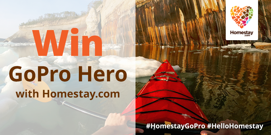 Homestaycom's tweet photo. Don’t miss our #GoPro #competition, follow us & RT this to enter! #HomestayGoPro #HelloHomestay #giveaway http://t.co/2WbHFJBPab