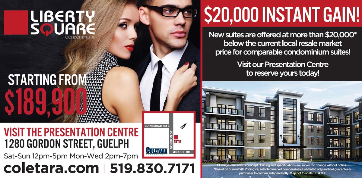 New 1 bedrooms for sale. Check out the amazing pricing! #realestateguelph #coletara