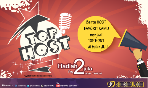 siaranku's tweet photo. Hi SobSi yuk bantu host favorit kmu menjadi TOP HOST di bln juli, top up sebanyak2nya ya guys!! http://t.co/PGOyyuUGu2