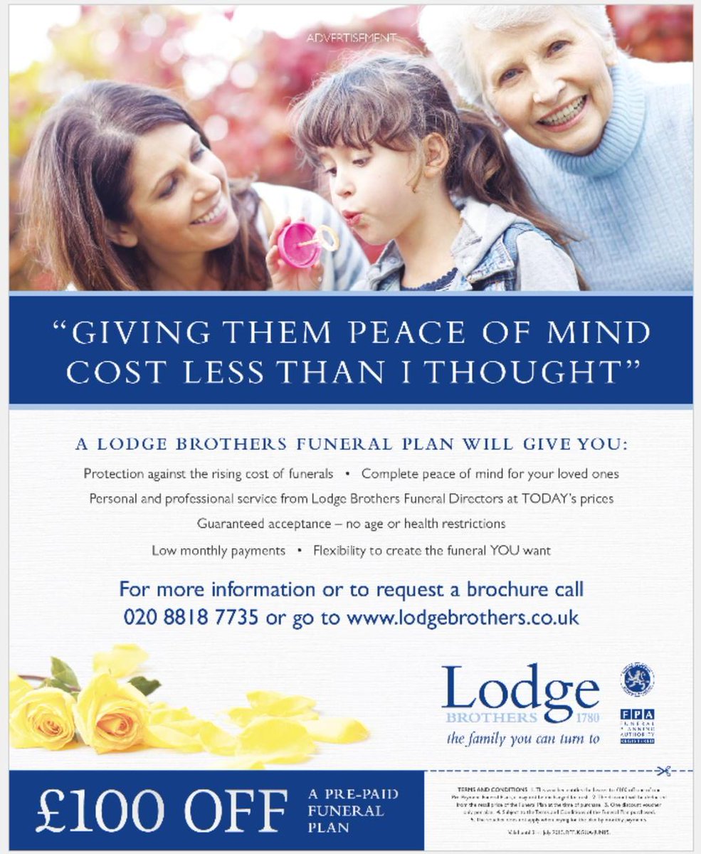 SeandaDesign's tweet image. Look out for our #client #LodgeBrothers in the #KingstonGuardian this week, offering £100 off PrePaid Funeral Plans