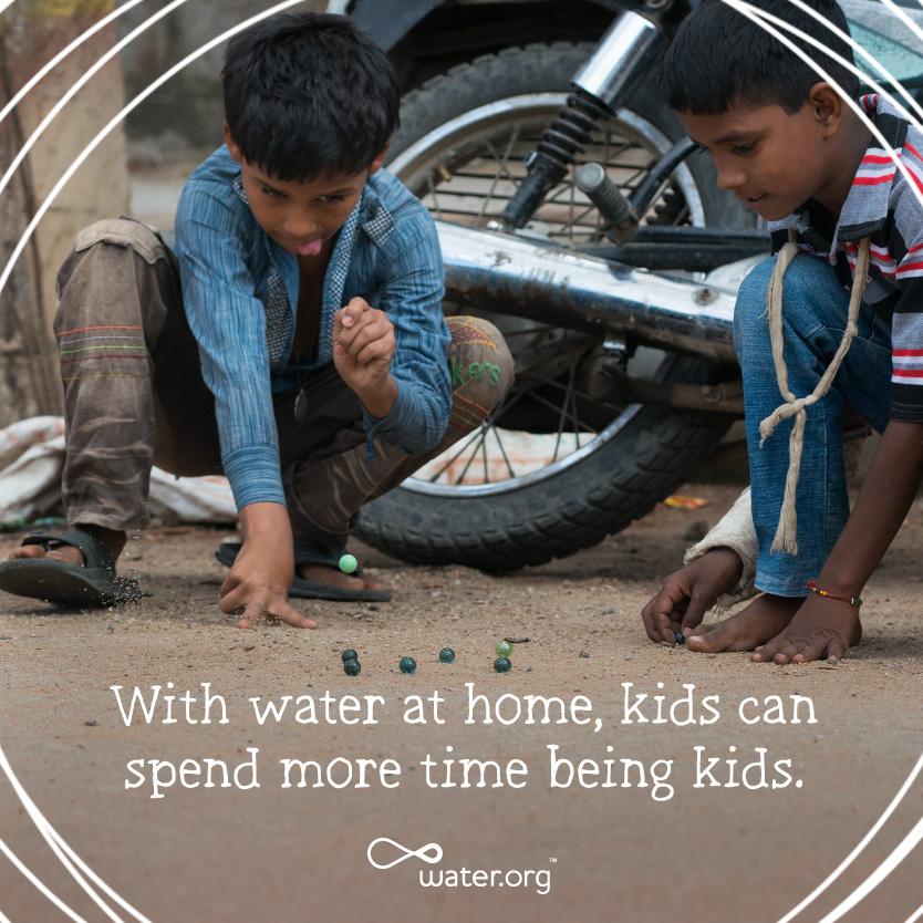 FundAction's tweet image. When kids have safe water at home they have more time to play. Learn more via @Water.org: bit.ly/1I5us17