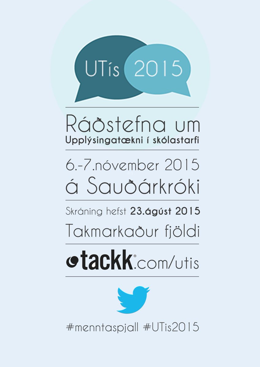 "<a href="/IngviHrannar/">Ingvi Hrannar</a>: Vá hvað ég er spenntur fyrir #UTIS2015 tackk.com/utis @margretba #menntaspjall " ég líka