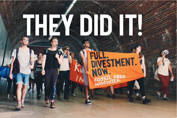 JUST IN:  <a href="/FossilFreeUoW/">Fossil Free Warwick</a> just found out that <a href="/warwickuni/">University of Warwick</a> is committing to #divest from fossil fuels! More detail soon