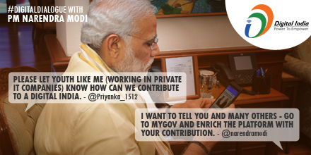 _DigitalIndia's tweet photo. How can youth contribute to a Digital India? PM @NarendraModi
gives an answer during DigitalDialogue #DigitalIndia http://t.co/8QIlOxO5ak