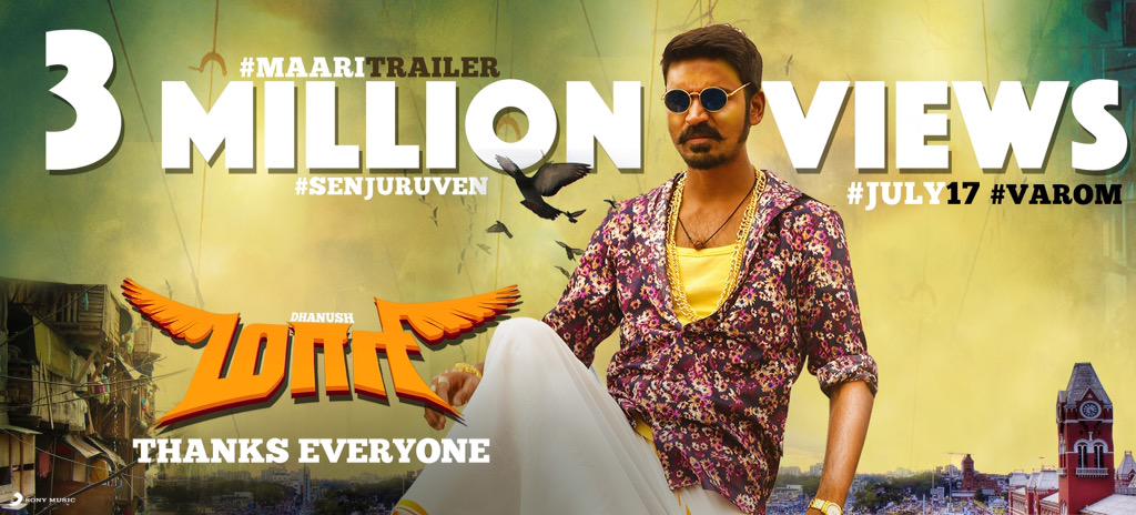 Aashik_here's tweet photo. #MaariTrailer 3M views @dhanushkraja #varom __/\___ #vangaa http://t.co/qksylPPrUb