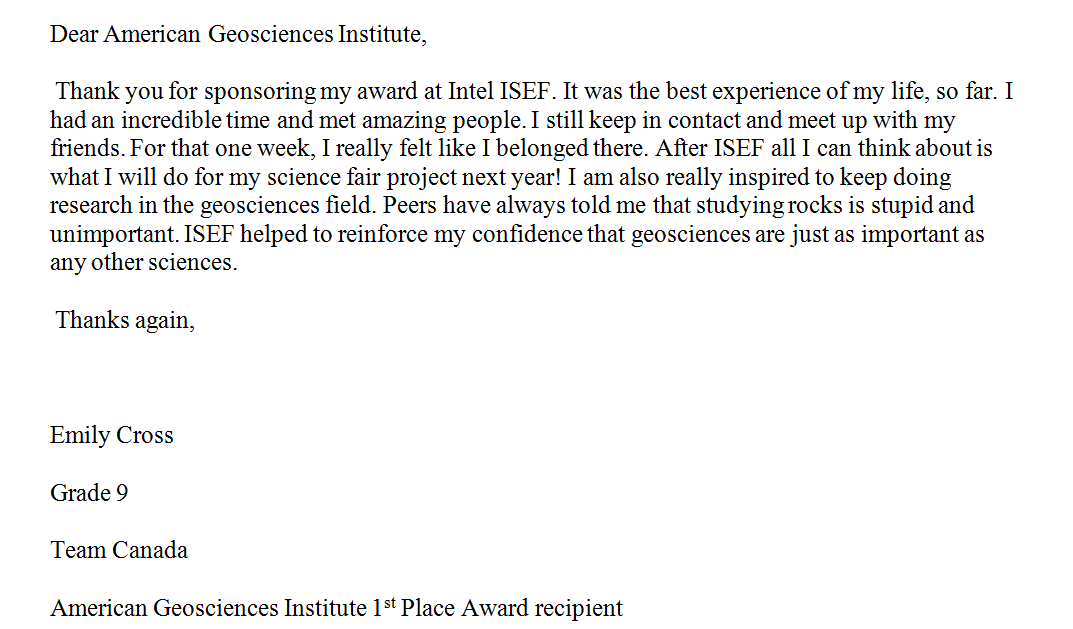 AGIEducation's tweet photo. We received this lovely note from our #IntelISEF2015 award winner! http://t.co/CvTuvvYbP4