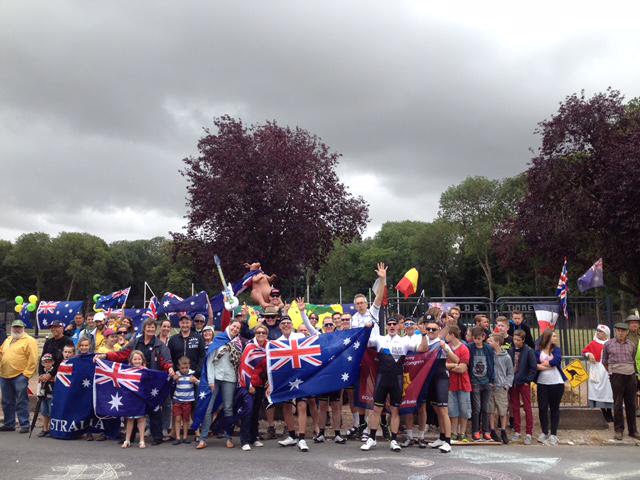 LeTour's tweet photo. The Aussie spirit is alive @tourdownunder #AussieCorner in Villers-Bretonneux #TDF2015 http://t.co/jn5HEHAM6c