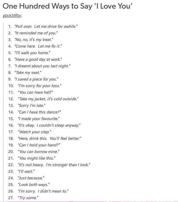 ItsBaeFeelings's tweet photo. 100 ways to say "I love you" http://t.co/gAsKXJ0YoU