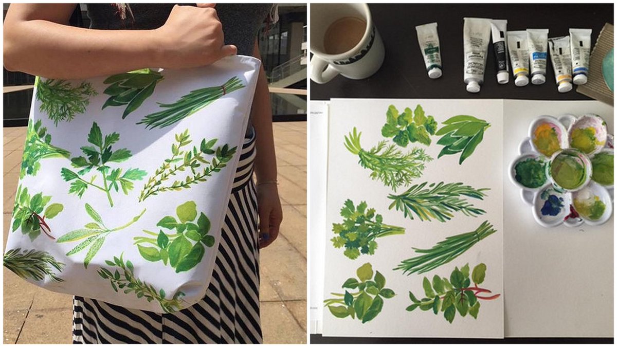 Printful On Twitter So Fresh Green From Paper To Tote Bag Printed By Printful Made By Ijiaart Painting Illustration Print Http T Co 1gd0sqfn9p