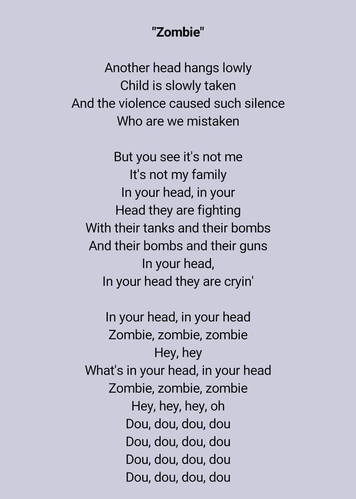 Sally Forth Independent on X: The Cranberries Zombie w lyrics   #IRA #WarSongs #Karaoke #AmandaKnox   / X