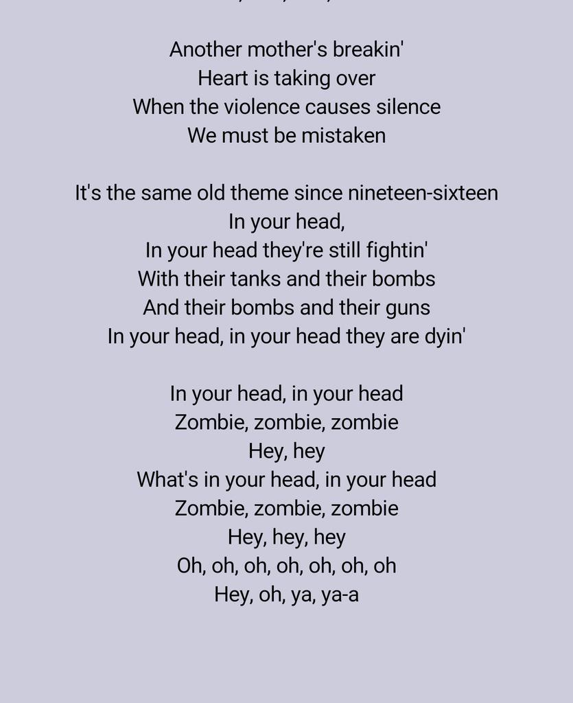 Zombie Lyrics by The Cranberries - ESL worksheet by jonnyc81