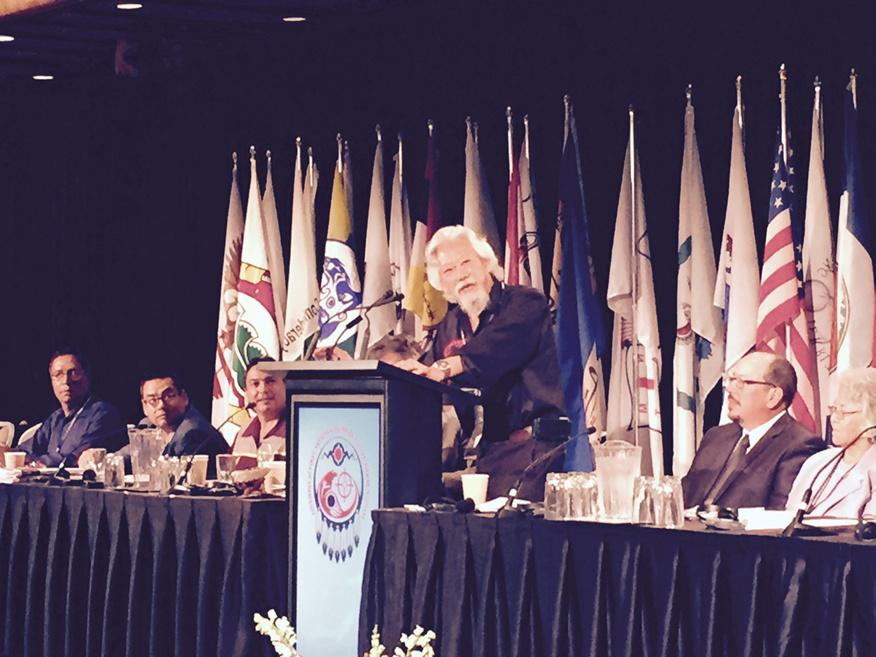 AFN_Updates's tweet photo. . @davidsuzuki joins Chiefs &amp; delegates at #AFNAGA on the environment Watch live webcast afn.ca http://t.co/IgvbsHpOdc