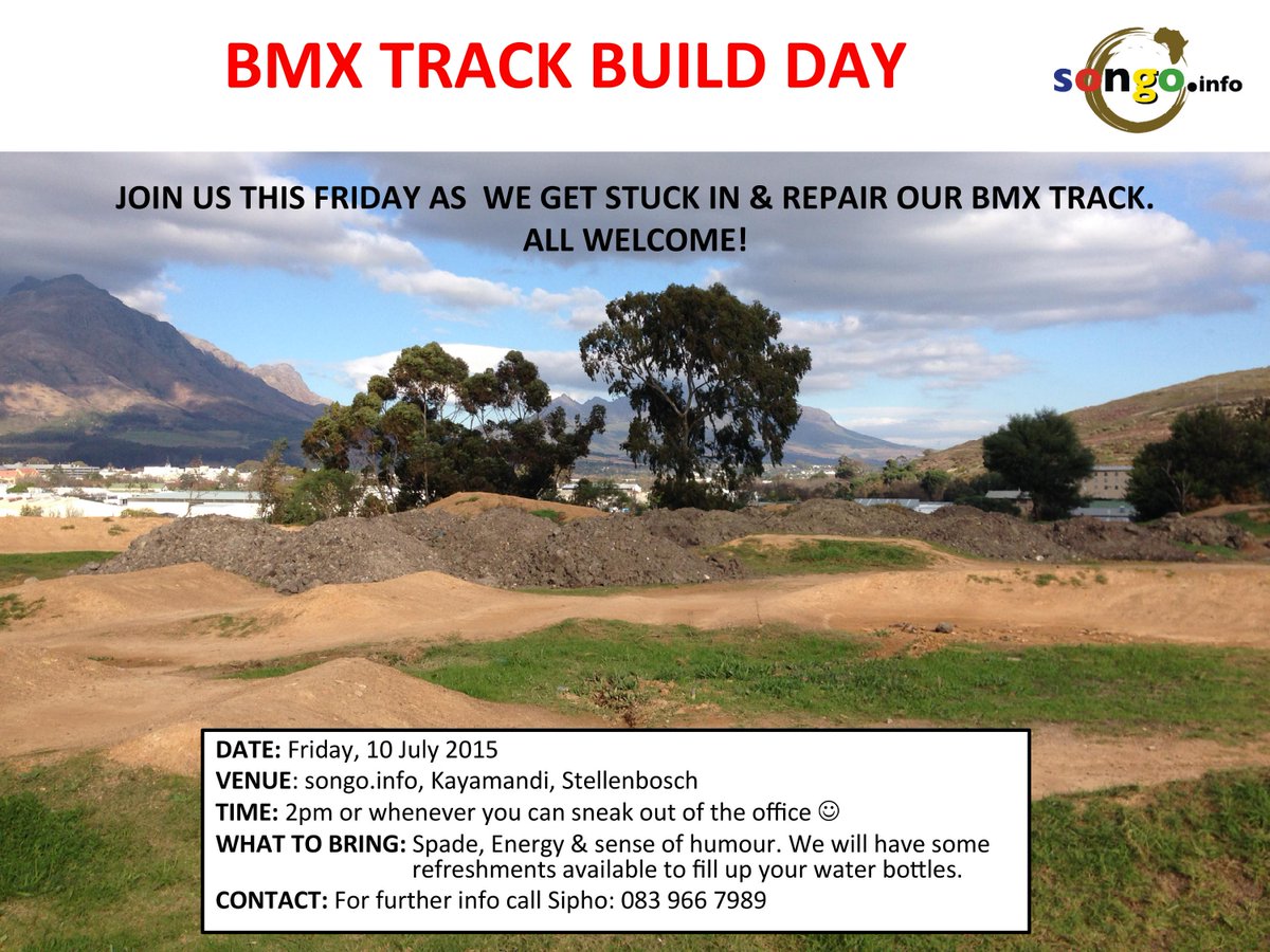 songoinfo's tweet photo. A great way to finish of the week with fresh air &amp; manual labour #BMXTrackBuil #ShareTheLove http://t.co/WDUym47HvK