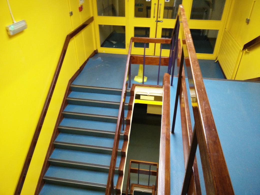 Create_Oldham's tweet photo. Spent the afternoon in the old Grange school salvaging bits for the space,  who remembers schools being like this? http://t.co/jJvqRVZgKp