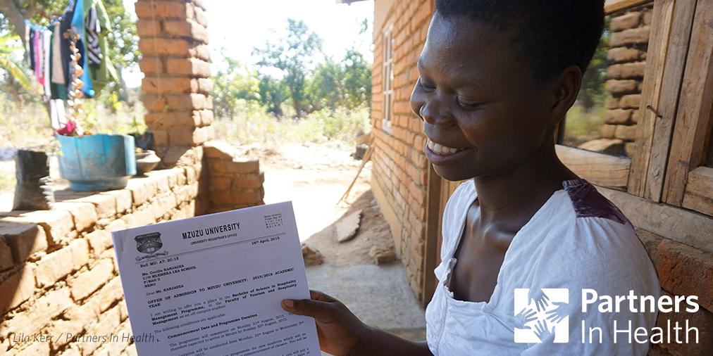 PIH's tweet image. Congrats to 1st girl accepted to univ. from public H.S. in Neno district, #Malawi. Her story: j.mp/1f3H7Yw