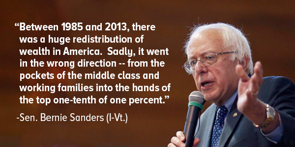 SenSanders's tweet image. Between 1985 and 2013 there was a huge redistribution of wealth in America.  Sadly, it went in the wrong direction.