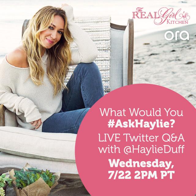 Listen up foodies! We're hosting a Q&amp;A w/<a href="/HaylieDuff/">Haylie Duff</a> next week-submit your #AskHaylie ?s here: bit.ly/1J1h7JE