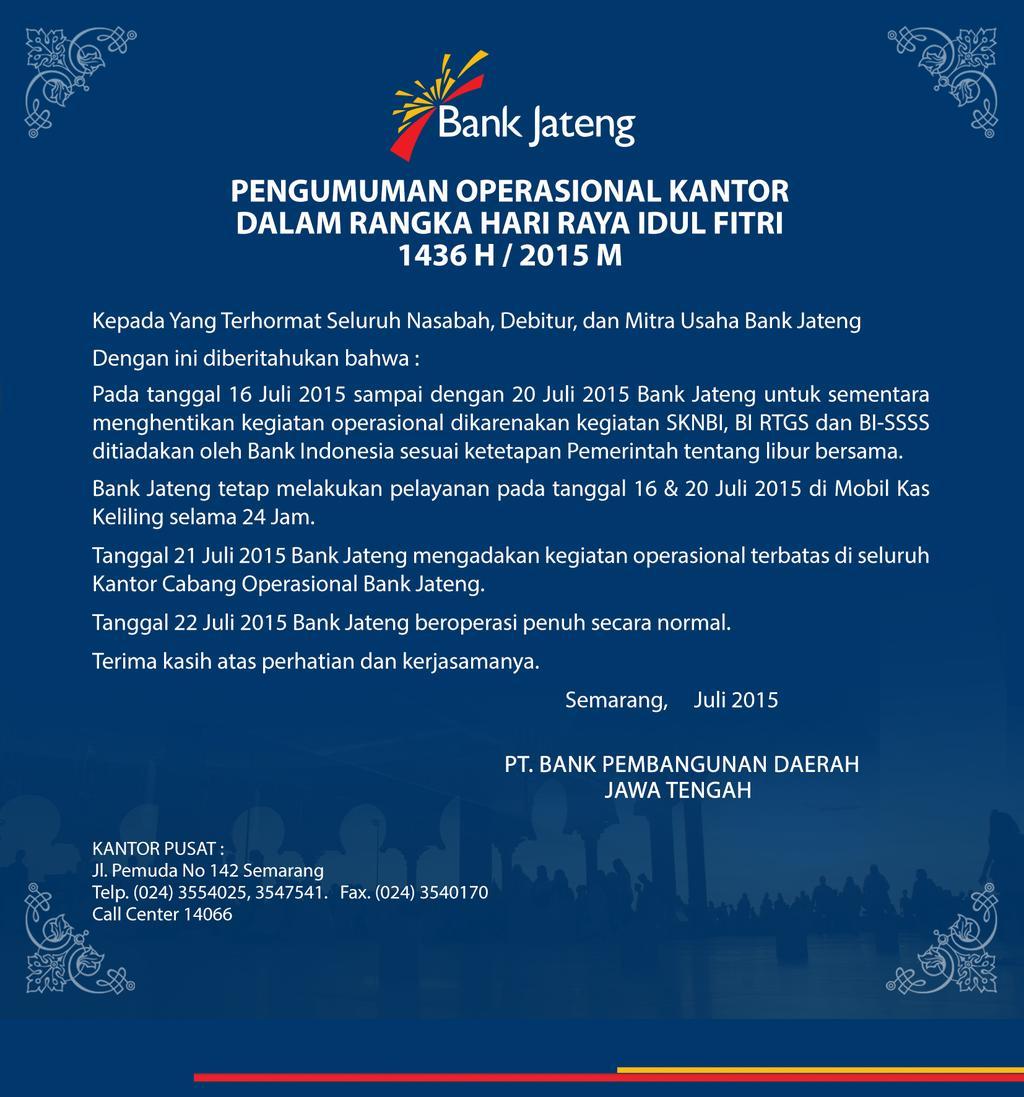 Jam kerja bank jateng