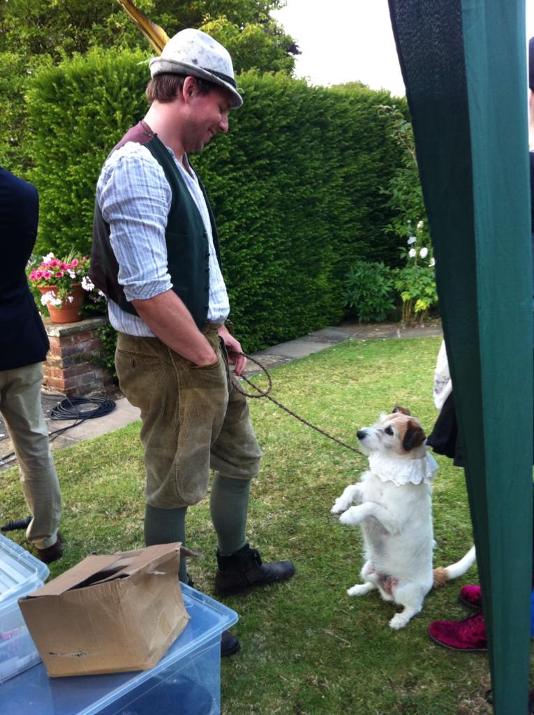 RMoonTheatre's tweet photo. @RMoonTheatre @felicitysparks @peterdukes87 SO proud of #Finn this evening! #2gentshayfever #ShakespeareDogs #doggies http://t.co/kezSqtwuQz