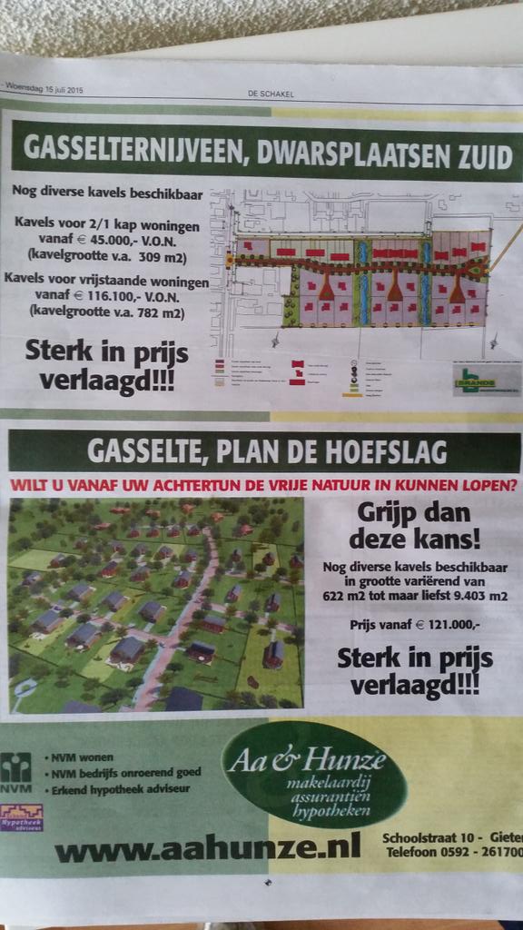 Vrije bouwkavels te #Gasselte en #Gasselternijveen te koop! Informeer naar de mogelijkheden! <a href="/aaenhunze/">gemeente Aa en Hunze</a> <a href="/BrandsBouw/">Brands Bouwgroep</a>