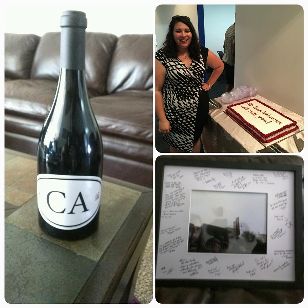 GAPetruccelli's tweet photo. Last day w/ @ouwebcomm but they sent me off during office hours with cake, @masondrumm original and vino #bestteam http://t.co/ZVwaGVKDEN