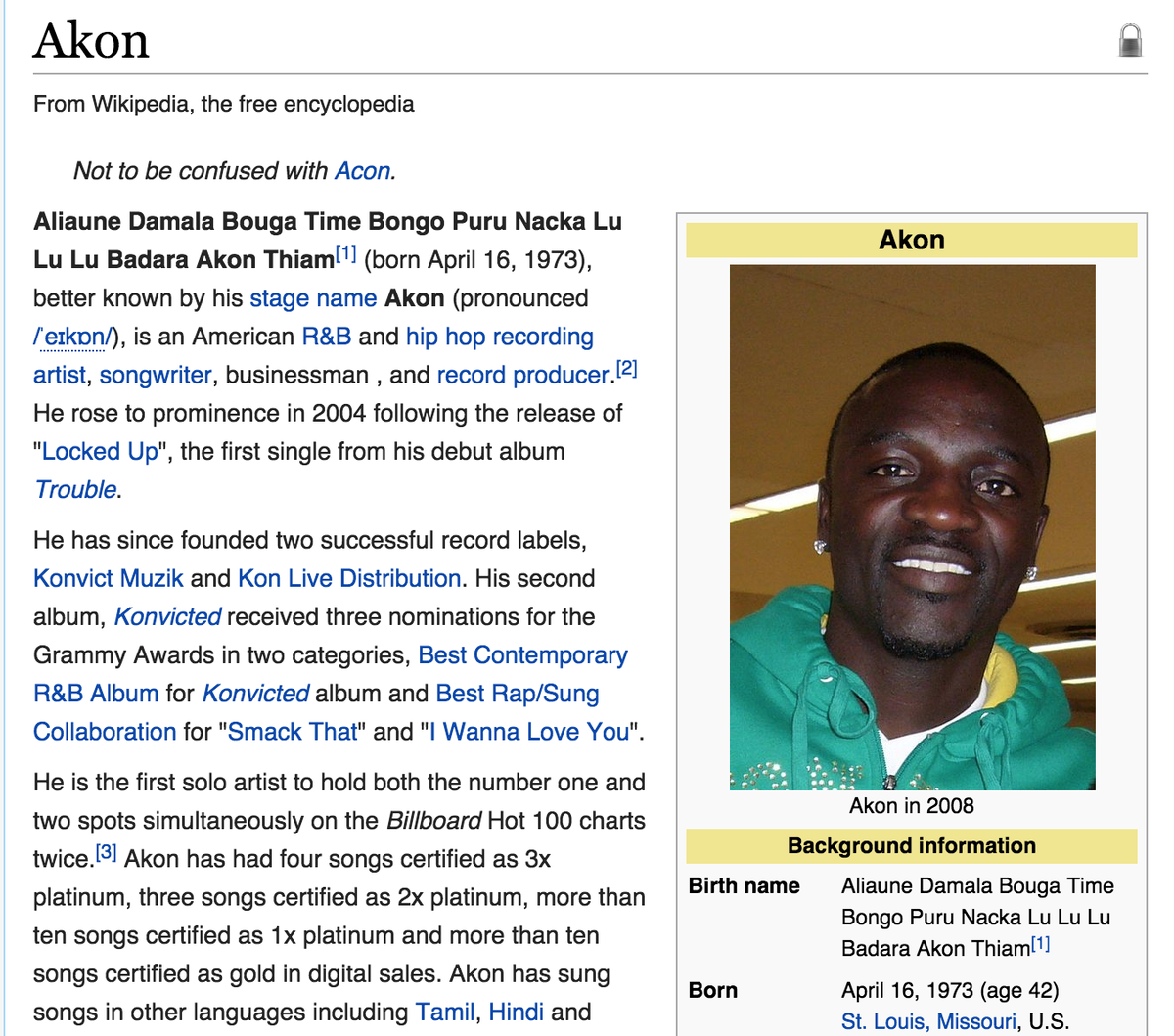 Alex Sexton On Twitter Til Akon S Real Name Is Aliaune Damala Bouga Time Bongo Puru Nacka Lu Lu Lu Badara Akon Thiam Jealous Http T Co 83ofk0fvks