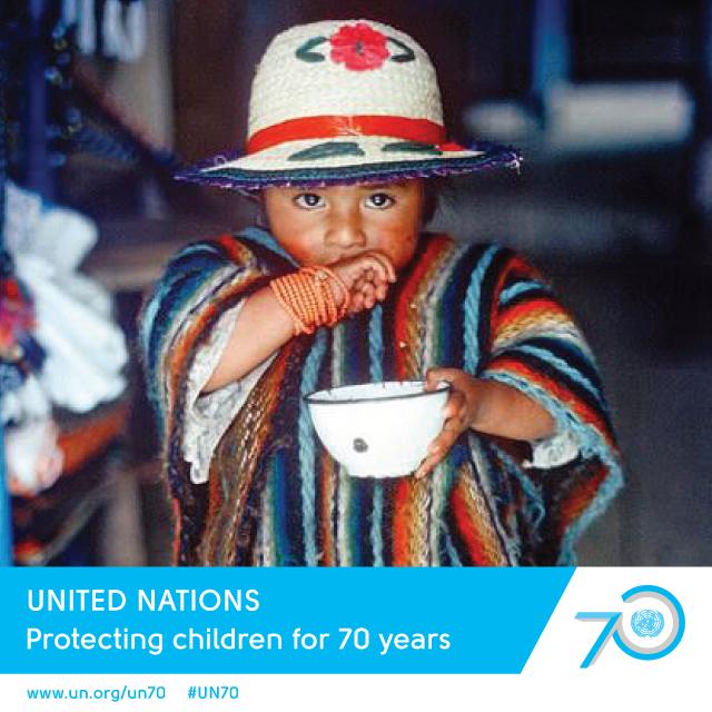 UN's tweet image. For 70 yrs, the UN has been protecting children. Here’s how: j.mp/1c4Tbro #UN70