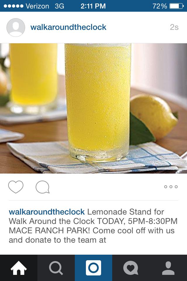WalkClock's tweet image. 💥FUNDRAISER ALERT💥 TONIGHT! (5-8:30 PM in Mace Ranch Park) Lemonade and more! @AmericanCancer #relayforlife