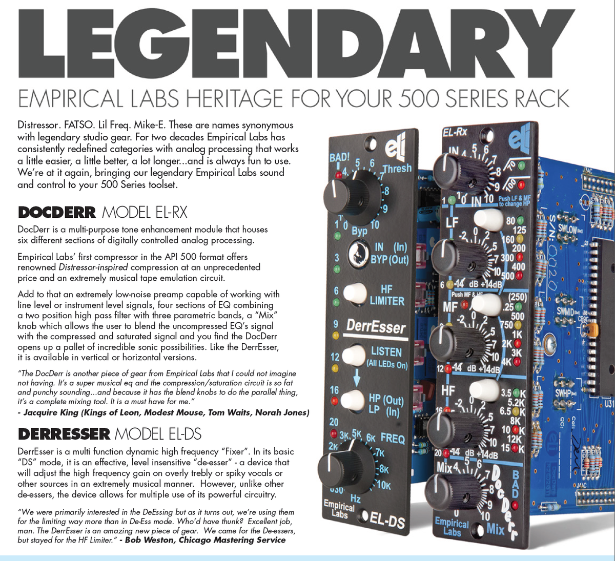 EmpiricalLabs's tweet photo. ...speaking of #500Series, check out our ad in the August issue of @EM_Magazine 

#DocDerr #DerrEsser #proaudio http://t.co/xBYCO71FUp